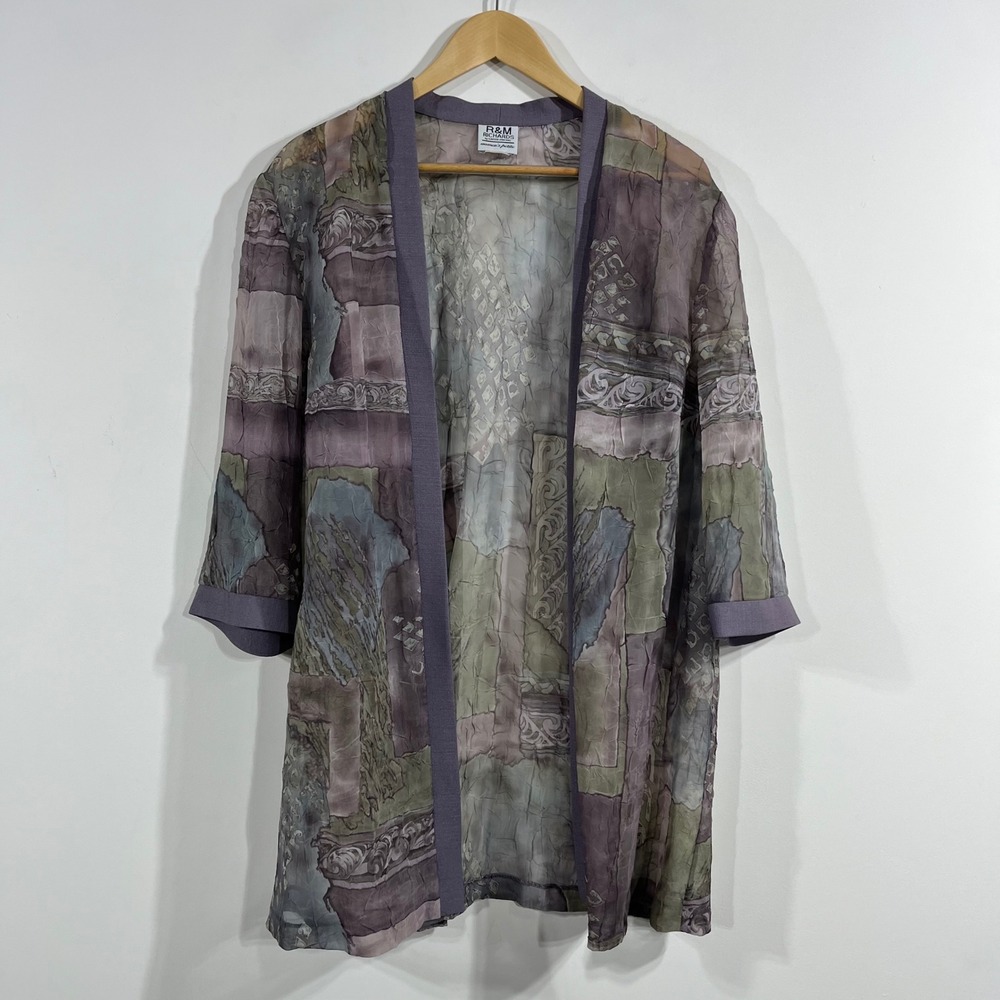 R&M VTG Whimsigoth Fairy Grunge Sheer Crinkle Duster Cardigan Womens OS Boho